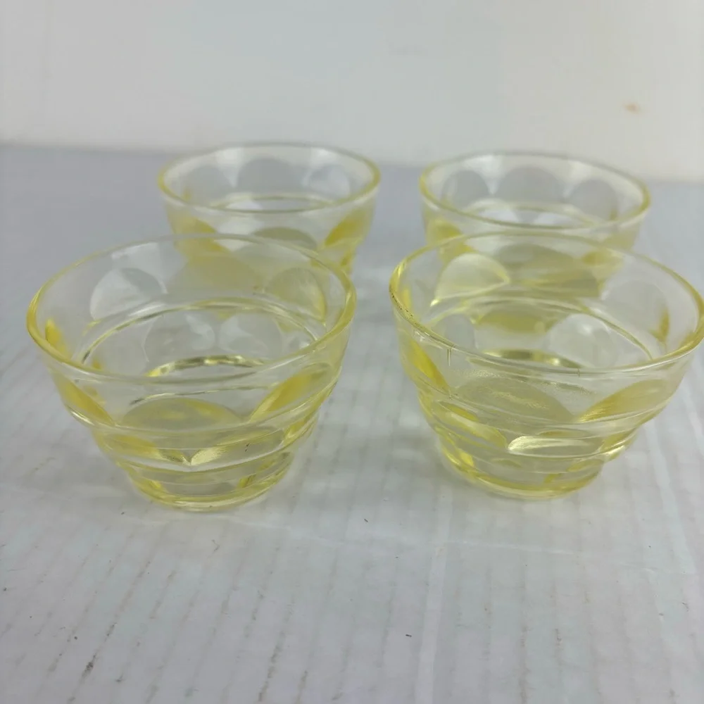 Set of Four Vintage Small Yellow Glass Bowls